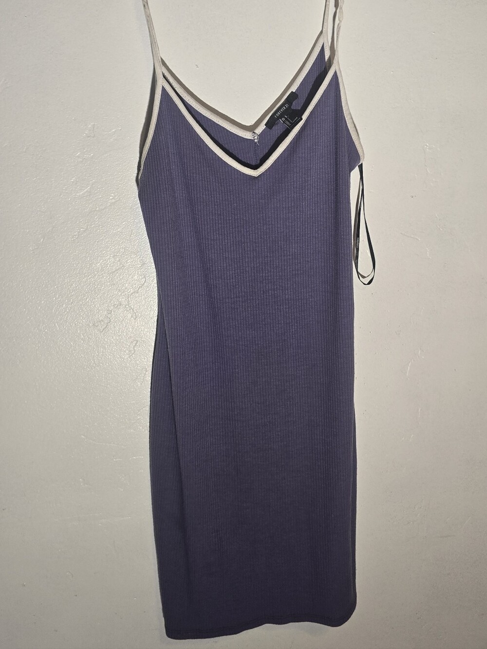 Forever 21 Purple Ribbed Tank Dress with White Trim